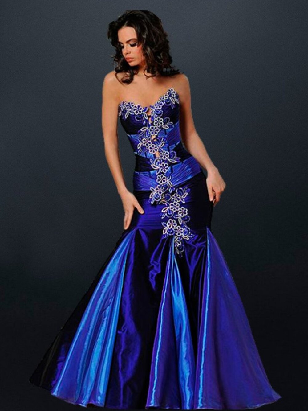 Gorgeous, custom-made Galit Couture evening gown in royal blue